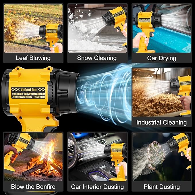 Rozlchar Electric Cordless Leaf Blower Compatible for DeWALT 20V Batteries(No Battery), Variable Speed Handheld Turbo Blower with Powerful Motor, Portable Dust/Snow Cleaner for Lawn, Patio