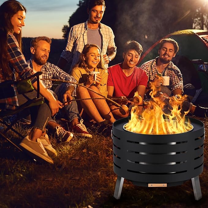 26" Smokeless Fire Pit with 360° Airflow, Dual-Burn Technology & Removable Ash Pan – Low-Smoke Outdoor Fire Bowl with Rust-Resistant 304 Stainless Steel for Patio, Yard & Camp