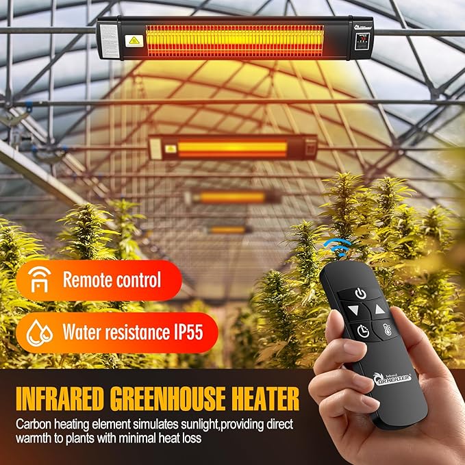 Dr Infrared Heater DR-268 Smart Greenhouse Heater with built in Temperature Control and Digital Thermostat