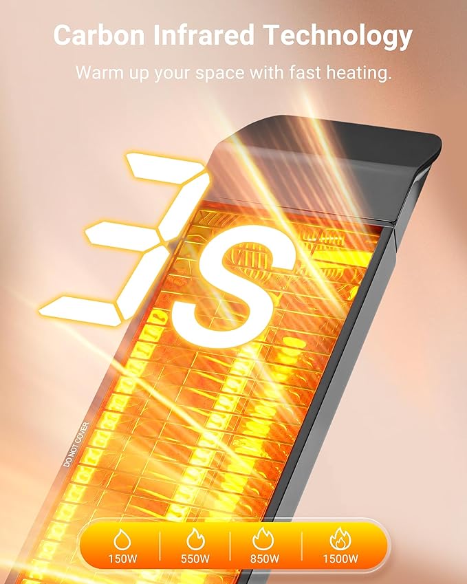 Pasapair Electric Patio Heater - Smart Infrared Indoor Heater 24H Timer with APP Control - Wall Mounted Outdoor Heater for Patio Garage - IP65 CSA Certified