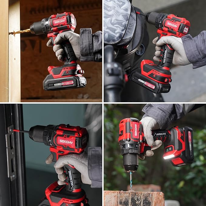 20V Power drill cordless, 70N.m High Torque, with LED Light, 26-Piece Accessory Set, 2 Batteries & Fast Charger Included for Wood & Metal Drilling