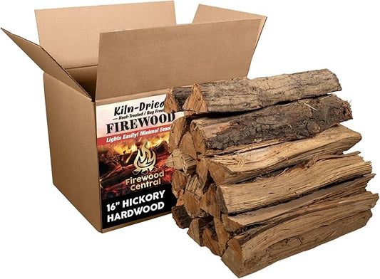 Kiln-Dried PA Hickory – 16” Splits (Approx. 38 lb) – Long Burn, Smoking Wood for Cooking, Grills & Fire Pits – Easy Light, Low Smoke, USA-Sourced