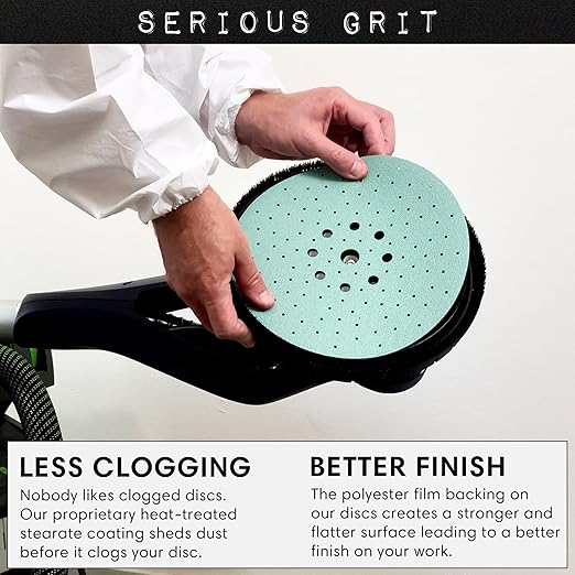 Serious Grit - 225mm 9-Hole 80 Grit Drywall Sanding Discs - Fits Festool Planex LHS 225 Sanders - Heavy-Duty Hook & Loop Film Abrasives - Dust-Free Multi-Hole Drywall Sander Sandpaper - 25 Pack