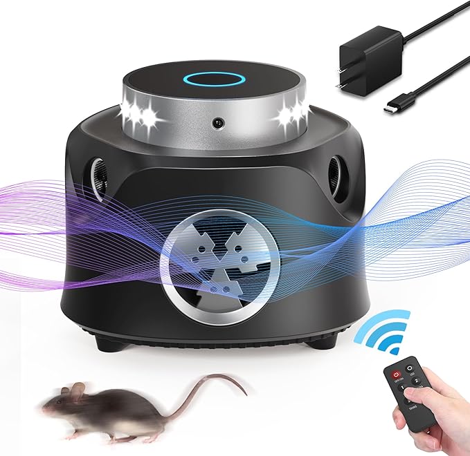 Ultrasonic Pest Repeller Indoor, 2025 Upgraded Mouse Repellent Ultrasonic Plug in, Rodent Repellent with Ultrasound & Strobe Light, Mice Repellent Indoor for Rodent/Mouse/Squirrel/Roach