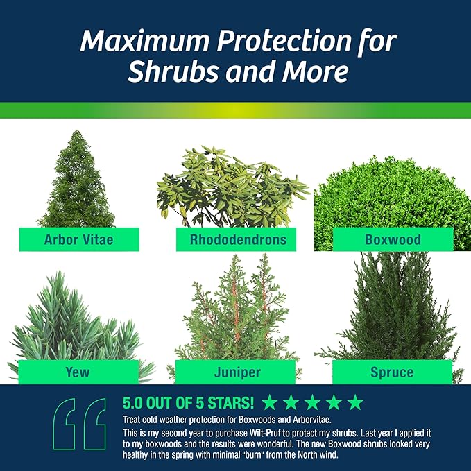 Wilt-Pruf® Original Winter Plant Protection | Ready-to-Spray | Maximum Strength Against Winter Burn/Damage | Replaces Burlap | Preserves Christmas Trees, Wreaths, Garland | Lasts up to 4 Mos | 32 oz