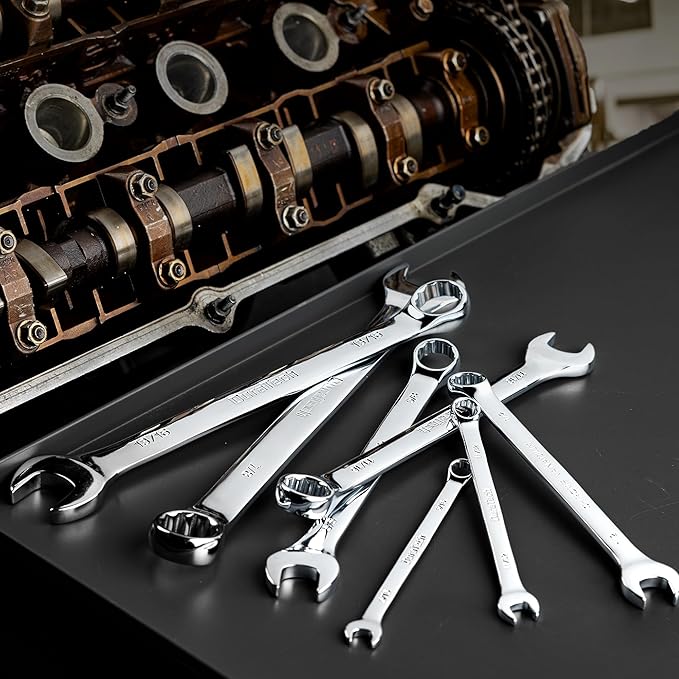 DURATECH 1-1/16" Combination Wrench, SAE, CR-V Constructed with Mirror Polish, 12-Point, 15-Degree Offset