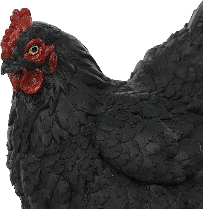 Alpine Corporation WFM100HH-BK Outdoor Rustic Resting Hen Garden Statue, 8" H, Black