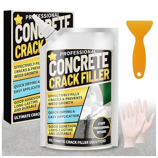 Concrete Crack Filler, 3.3 LB High Elasticity Cement Crack Filler, Gray Self Leveling Concrete Hole Repair, Flexible Flooring Cement Sealant for Driveway, Walkway, Foundation, Patio, Joint,Outdoor