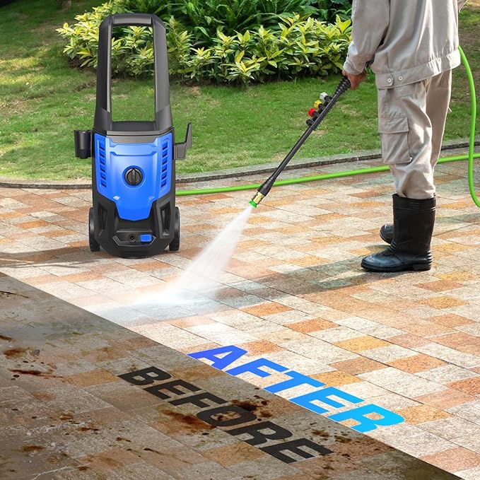 5000PSI Pressure Cleaner, 2025 4.0 GPM High Power Cleaner Machine, with Adjustable Nozzle and Soap Bottle for Cars/Fences/Driveways/Home/Patios (Light Blue)