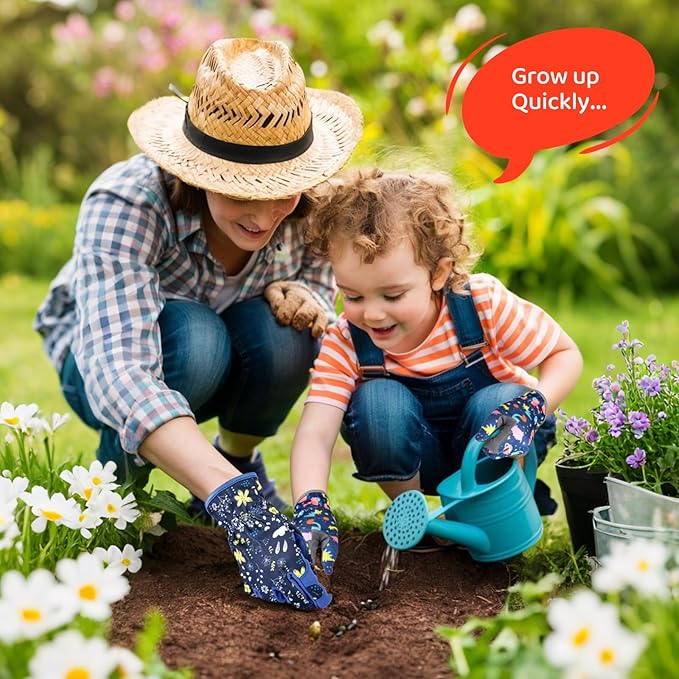 Gardening Gloves for Kids Ages 5-8, Breathable Soft Safety Garden Yard Work Gloves for Children Leather Thorn Proof for Playing, Digging, Planting,Pruning