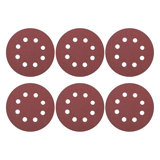 HARFINGTON 20 Pcs 5 Inch Sanding Discs, 100 Grit Hook and Loop Sandpaper, 8-Hole Aluminum Oxide Orbital Sander Sandpaper for Woodworking Automotive Metal Polishing, Red
