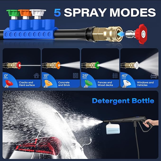 Pressure Washer, Power Washer with 4 Nozzles and Foam Cannon, High Pressure Cleaning Machine for Cars, Driveways, Fences, Patios, Home Cleaning.