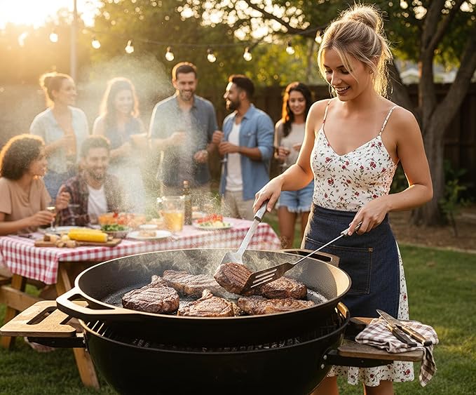 LI-GELISI 26-inch Pre-Seasoned Cast Iron Skillet - Dual Assist Handles - Nitrided Rust-Proof - For Oven, Stovetop, Grill & Campfire