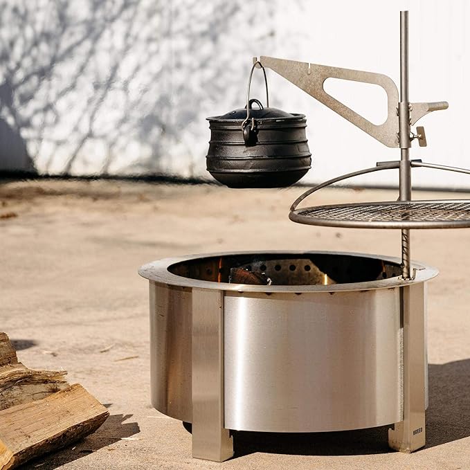 Breeo Smokeless Fire Pit (X Series 24, Stainless Steel) | 27.5 inch Smokeless Firepit for Outside | 62 Pounds | Ideal for Families, Gifts for Dad | Compatible with Wide Range of Breeo Accessories