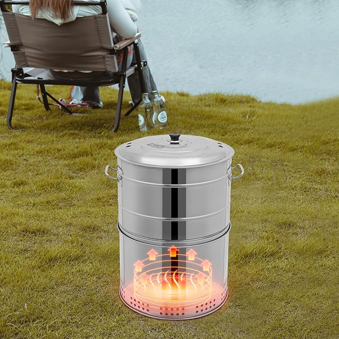 Large Smokeless Portable Charcoal Grills,Stainless BBQ Grill Barrel,Portable Barbecue Grill Allows 50 skewers,360° Rotating Outdoor Barbecue Grill for Indoors and Outdoors