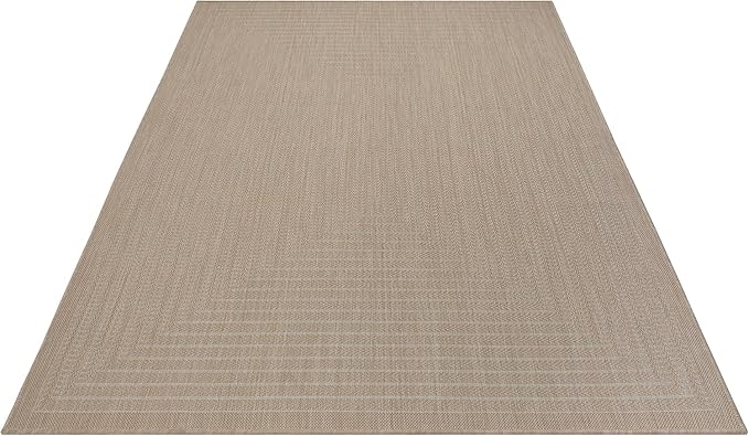 Adiva Rugs Outdoor Indoor Area Rug, Weather Resistant, Easy to Clean, Stain Resistant Floor Mat for Dining Room, Backyard, Deck, Patio (Natural Beige, 5' x 7')