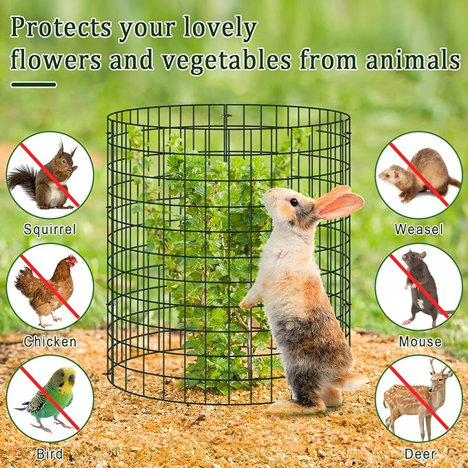 10 Pack Plant Protectors From Animals, 14" Dia X 14" H Wire Plant Protector Cage, 30pcs Metal Mesh Garden Cloches to Keep Rabbits, Squirrels and Chicken Out and Protection Vegetables Flowers Shrubs