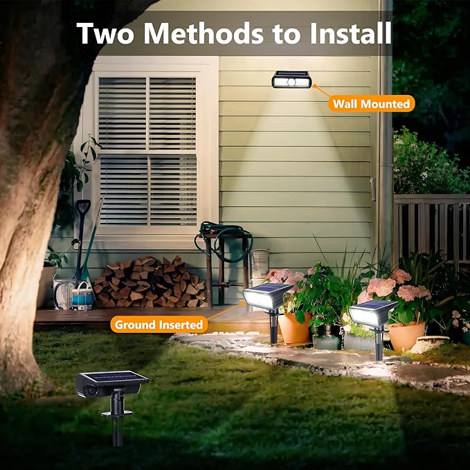 Toodour Solar Spot Lights Outdoor, 4 Pack Solar Christmas Lights Outdoor with 2 Modes, Waterproof Solar Powered Flood Lights Landscape Lighting for Yard Garden Pathway Walkway Xmas Decor - Cool White
