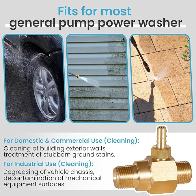 3-5 Gpm Chemical Injector 100775 for General Pump Pressure Washer, Power Washer Downstream Injector Soap Injector, 3/8” Quick Connect, High Draw (20%), 4500 PSI