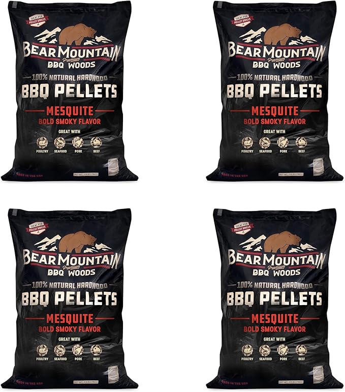 Bear Mountain BBQ FK17 Premium 20 Pounds All Natural Hardwood Mesquite BBQ Hardwood Smoker Pellets for Outdoor Electric Grilling and Smokers (4 Pack)