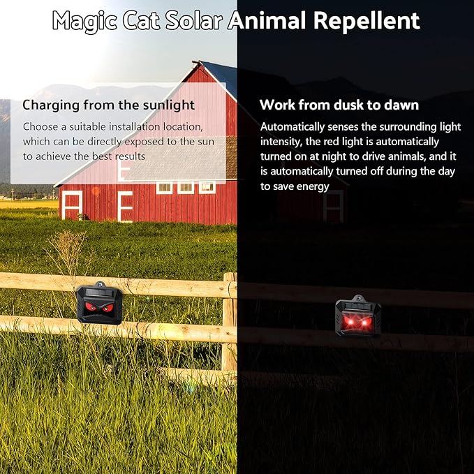 12 Pack Solar Control Light Nocturnal Animal Repeller Outdoor Deterrent Devices Light Sensor Animal Repellent for Skunk Deer Coyote Fox Raccoon Cat Garden Yard Farm Chicken Coop (Black)