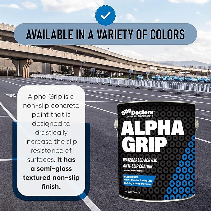 Alpha Grip Pickleball Court Paint for Concrete, Asphalt and Stone – Non-Skid Coating for Superior Traction (Pickleball Blue, Quart)