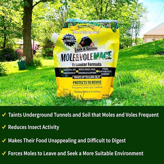 Nature's MACE Mole & Vole MACE – Yard & Garden Granules, Castor Oil Formula, Outdoor Use, Plant & Pet Safe, 160 Fl Oz (Pack of 1)