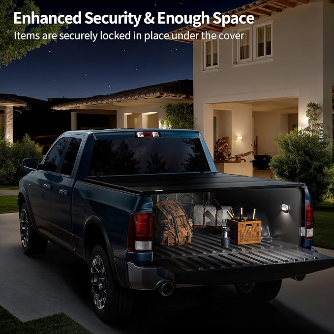 OEDRO FRP Hard Tri-fold Tonneau Cover Fits for Chevy Silverado 1500 & GMC Sierra 1500 2007-2013 New Body Style 5.8ft Bed w/o Multi-Flex Tailgate, Weather-Resistant