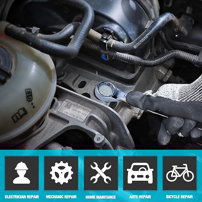 DURATECH 15mm Combination Wrench, Metric, CR-V Constructed with Mirror Polish, 12-Point, 15-Degree Offset