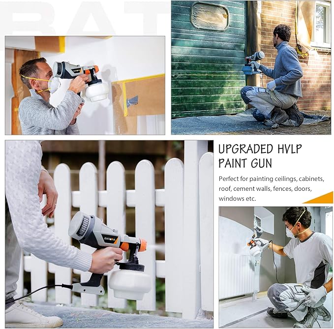 Paint Sprayer - BATAVIA HVLP Electric Spray Paint Gun, 1200ml High Capacity Container Easy to Clean, 4 Nozzles and 3 Patterns, for Furniture, Cabinets, Fence, Walls, Door, Garden Chairs etc