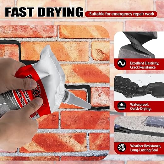 Asphalt Crack Filler and Sealant, 2Packs High Elasticity Concrete Crack Filler, Waterproof Driveway Crack Filler Cement Crack Repair, Flexible Caulking Glue Sealing Horizontal Cracks, Black