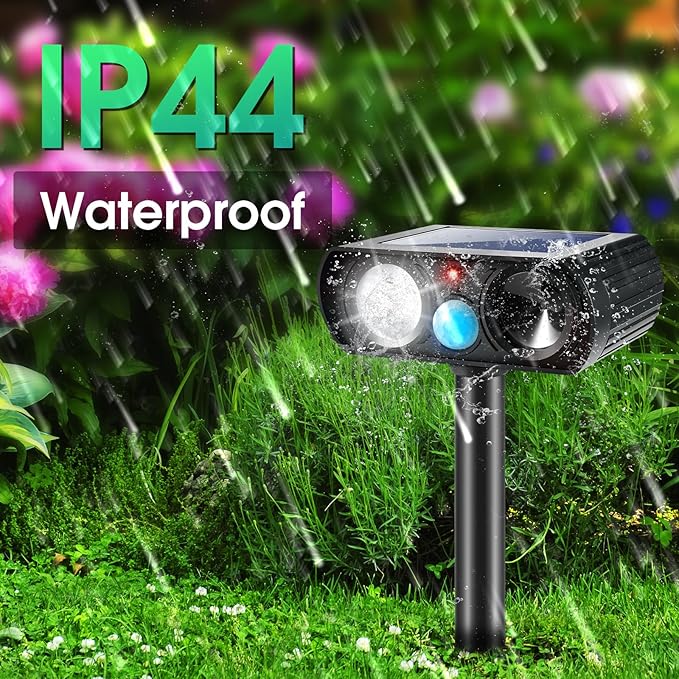 4Pack Ultrasonic Animal Repellent Outdoor Solar Animal Repeller witht Motion Sensor&LED Strober Ligh 2025 Cat Deterrent Outdoor Deer Repellent Device to Scare Fox Dog Skunk Rabbit Raccoon Squirrel