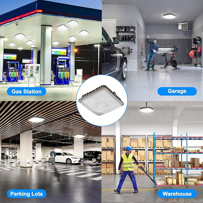 LED Canopy Light 60W, 9000LM LED Canopy Lights Outdoor, 5000K Daylight Square Canopy Gas Station Light for Carport Shop Garage Warehouse Porch Hotel Building Entrances UL Listed, 1 Pack