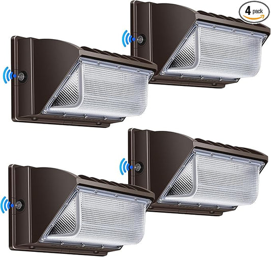 Juyace 150W LED Wall Light with Dusk to Dawn Outdoor Lighting 4 Pack 5000K 100-277V IP65 Waterproof for Barn Backyard Warehouse Garage Yard