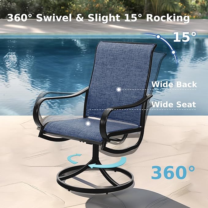 MFSTUDIO Patio Dining Set for 8, Outdoor Dining Set with Expandable Table and Swivel Chairs, 9 Piece Outdoor Patio Furniture Set for Deck/Backyard/Poolside/Garden