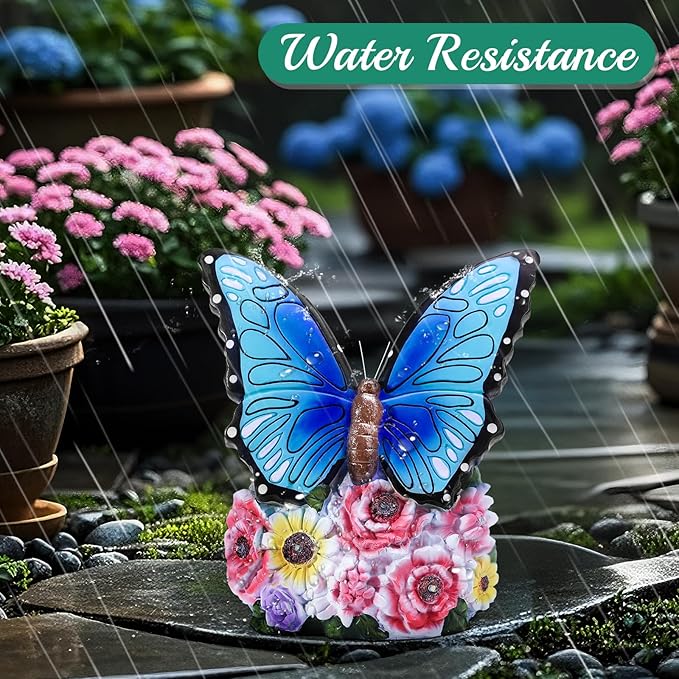 Linkax Fall Decor, Gifts for Women Mom Grandma Sister, Butterfly Statue Solar Lights Outdoor Garden Decor for Outside Yard Patio Balcony Front Porch Home, Gardening Christmas White Elephant Gifts