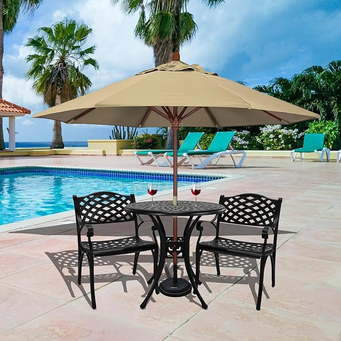 Cast Aluminum Patio Chairs Set of 2, Outdoor Dining Chairs, All-Weather Metal Patio Chairs, Patio Bistro Chairs with Armrest for Garden Backyard Porch Balcony Lawn Pool