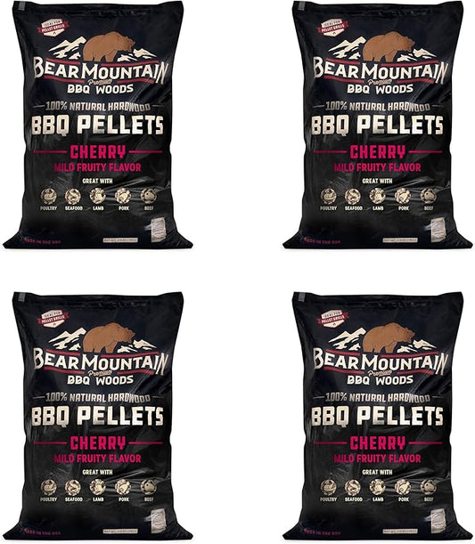 Bear Mountain BBQ FK13 Premium All-Natural Hardwood Mild and Fruity Cherry BBQ Smoker Pellets for Outdoor Grilling, 20 Pounds (4 Pack)