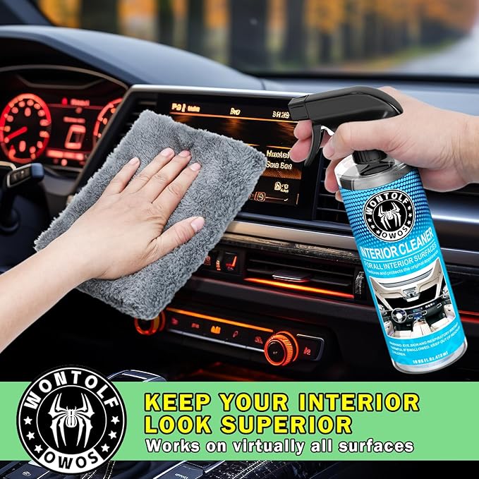 Wontolf Car Wash Kit with Car Wash Soap Shampoo, Interior Cleaner, Wheel Cleaner, Car Detailing Cleaning Care Kit for Cars Trucks RVs SUVs Motorcycles Detailing Cleaning