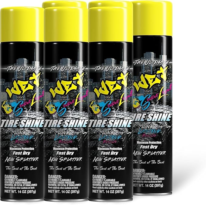 Street Legal The Ultimate Wet Tire Shine, High Gloss Wet-Look Tire Dressing, Silicone-Based Formula, 14 oz Aerosol (Pack of 6)