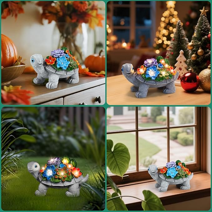 Linkax Garden Turtle Christmas Gifts for Grandma Mom Women, Birthday White Elephant Gifts for Adults Her Sister, Solar Lights Outdoor Garden Decor for Outside Yard Patio House Warming Gift New Home