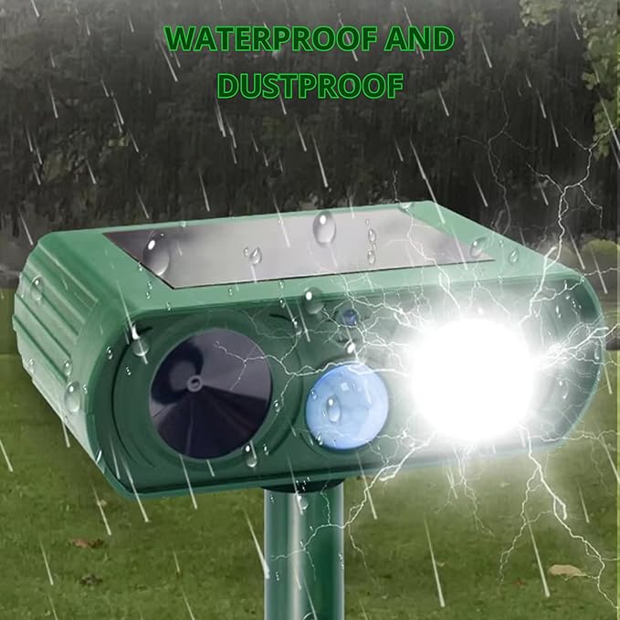 Outdoor Ultrasonic Animal Repellent – Solar Powered, Waterproof, Motion Sensor, Eco-Friendly, Deer, Dog, Cat, Raccoon, Squirrel, Skunk, Coyote, Fox, Rabbit, Geese, Ultrasonic Repeller 1PK