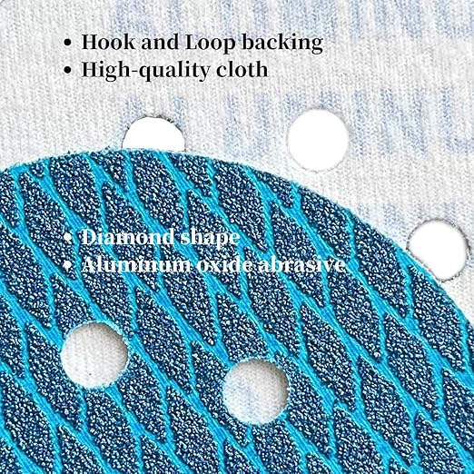 50pcs 5 inch Sanding Discs Hook and Loop Diamond Shape, Anti-Clogging Orbital Sander Sandpaper 60 Grit, Aluminum Oxide Sandpaper 8 Holes (60#)
