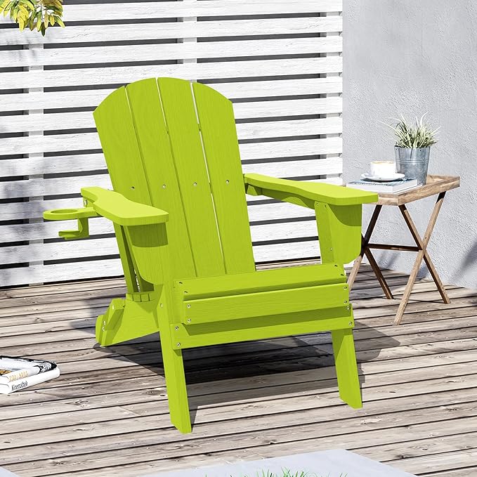 LOUNZY Folding Adirondack Chair, Lime