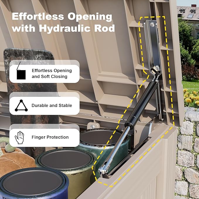 180 Gallon Outdoor Storage Box, Large Resin Deck Box for Patio Furniture Cushion Garden Tools, Waterproof and Lockable Design(Gray)