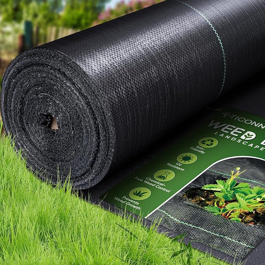 TICONN 4FTx300FT Weed Barrier Fabric Heavy Duty, 3.2Oz Landscape Fabric for Garden, Yard, Driveway, and Vegetable Cultivation (1PK)