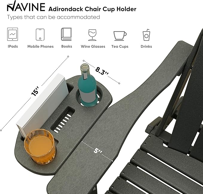 Adirondack Chair Set of 8, HDPE Folding Adirondack Chair with Multifunctional Cup Holder, Weather Resistant Fire Pit Chair for porches, patios, poolsides, Decks.