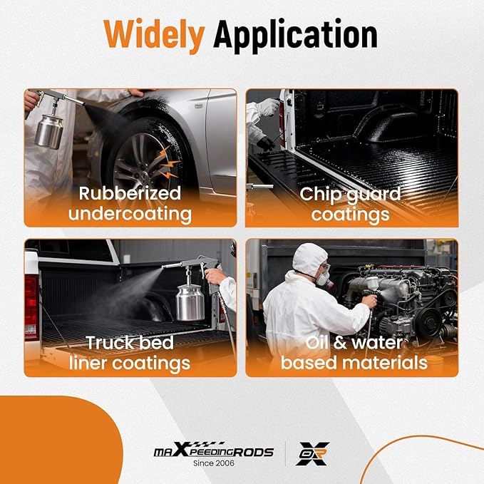 maXpeedingrods Undercoating Spray Gun, Automotive Spray Gun Air Spray Paint Gun with Suction Feed Cup for Sprayable Bed Liner Spray, Rubberized Truck Undercoating, Rust Proofing, Chip Guard Paint