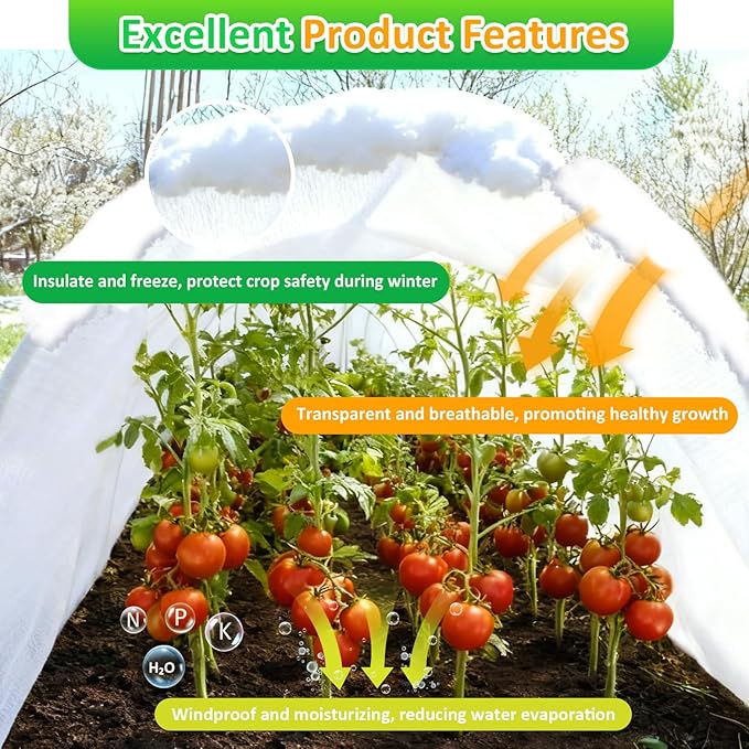White Plant Covers Freeze Protection, 10 x 30 ft - 0.9 oz/yd² Frost Cloths for Outdoor Plants, Tree Covers Freeze Protection, Winter Garden Blanket, Sun Cover for Plants for Greenhouse, Vegetables