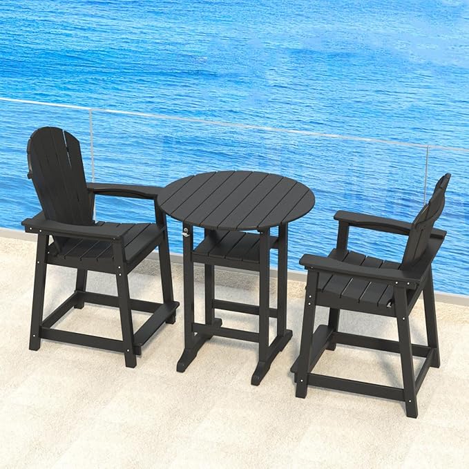 OTSUN Outdoor Tall Adirondack Chair, HDPE Weather Resistant Outdoor Chair for Garden, Backyard, Poolside, Capacity 400LBS (6 PCS, Black)